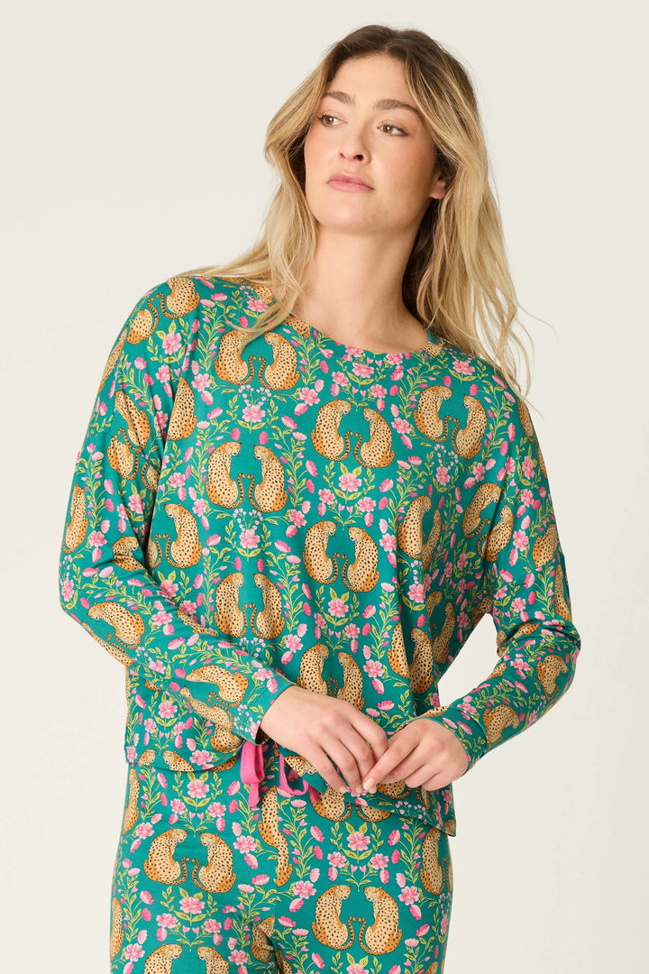 P.J. Salvage Cheetah Bonita Dreams Cheetah Print Long Sleeve Top