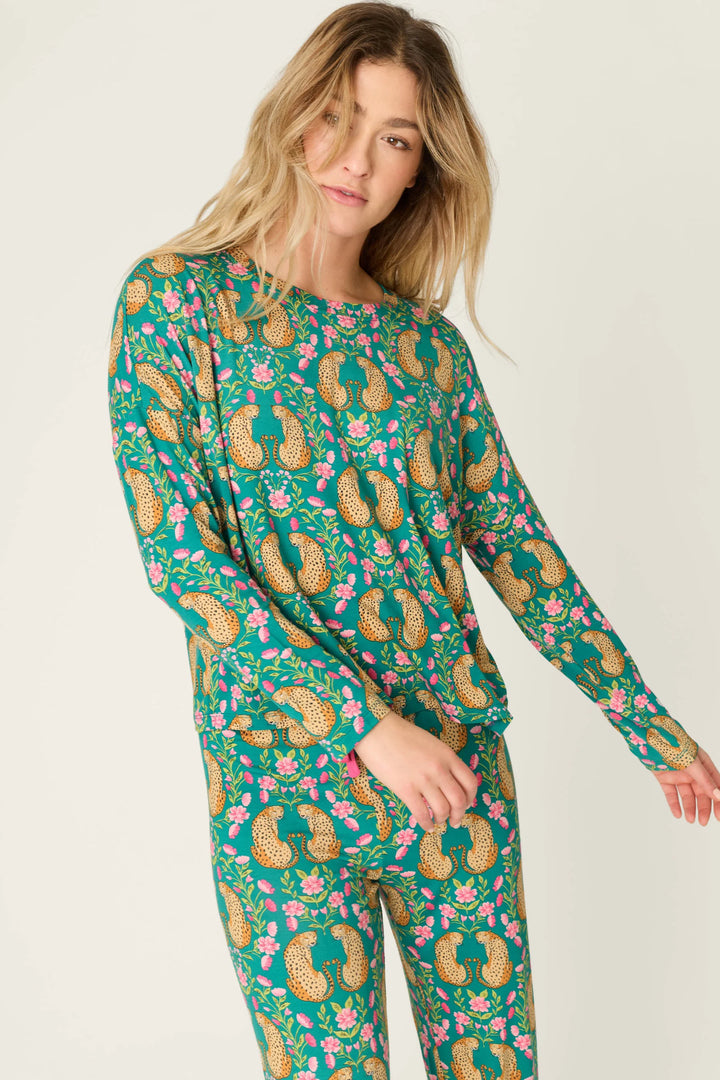 P.J. Salvage Cheetah Bonita Dreams Cheetah Print Long Sleeve Top