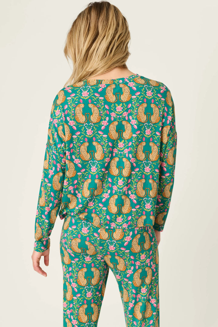 P.J. Salvage Cheetah Bonita Dreams Cheetah Print Long Sleeve Top