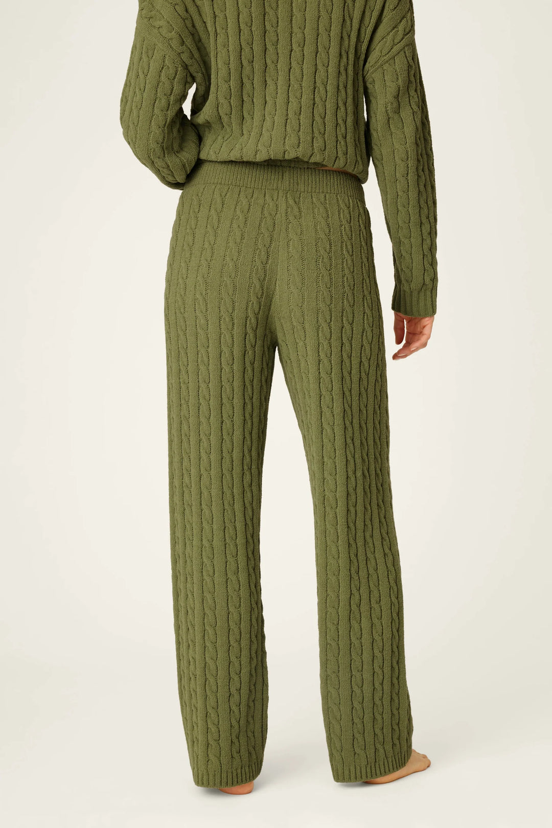 P.J. Salvage Cozy Chenille Cable Knit Olivine Lounge Pants