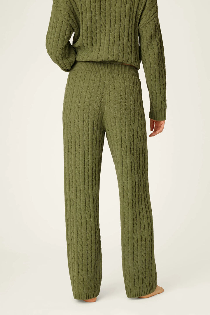 P.J. Salvage Cozy Chenille Cable Knit Olivine Lounge Pants