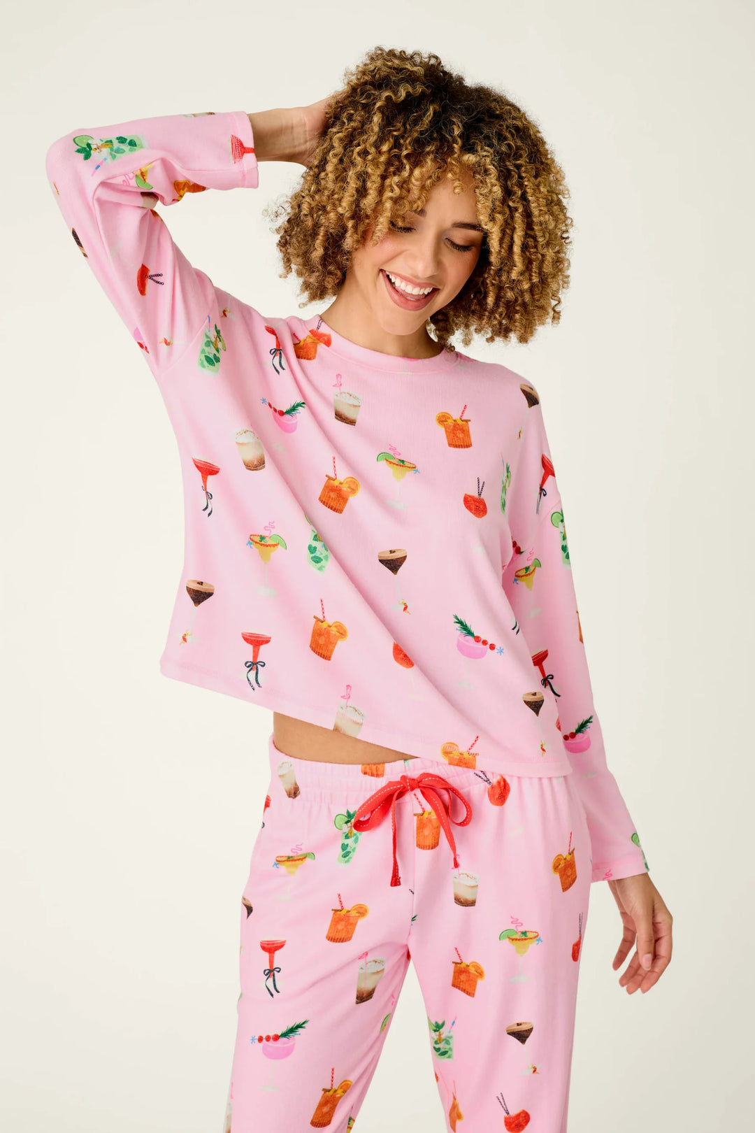 P.J. Salvage First Chair, Last Call Cocktail Print Long Sleeve Top