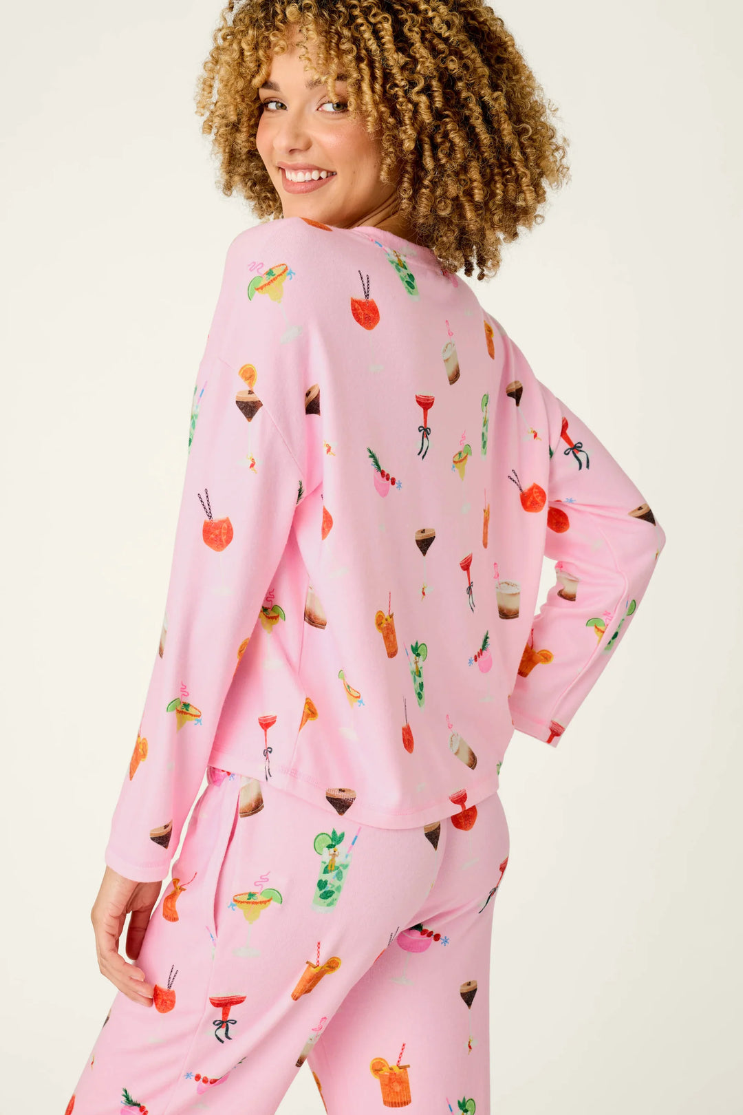 P.J. Salvage First Chair, Last Call Cocktail Print Long Sleeve Top