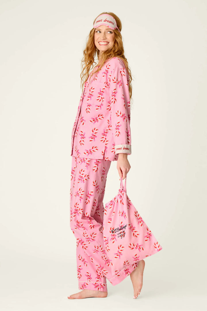 P.J. Salvage Sweeter Than Sugar Candy Cane Print 4-Piece PJ Set