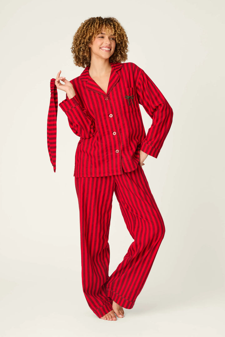 P.J. Salvage Lipstick Bow Icon 3-Piece Long Sleeve Flannel PJ Set
