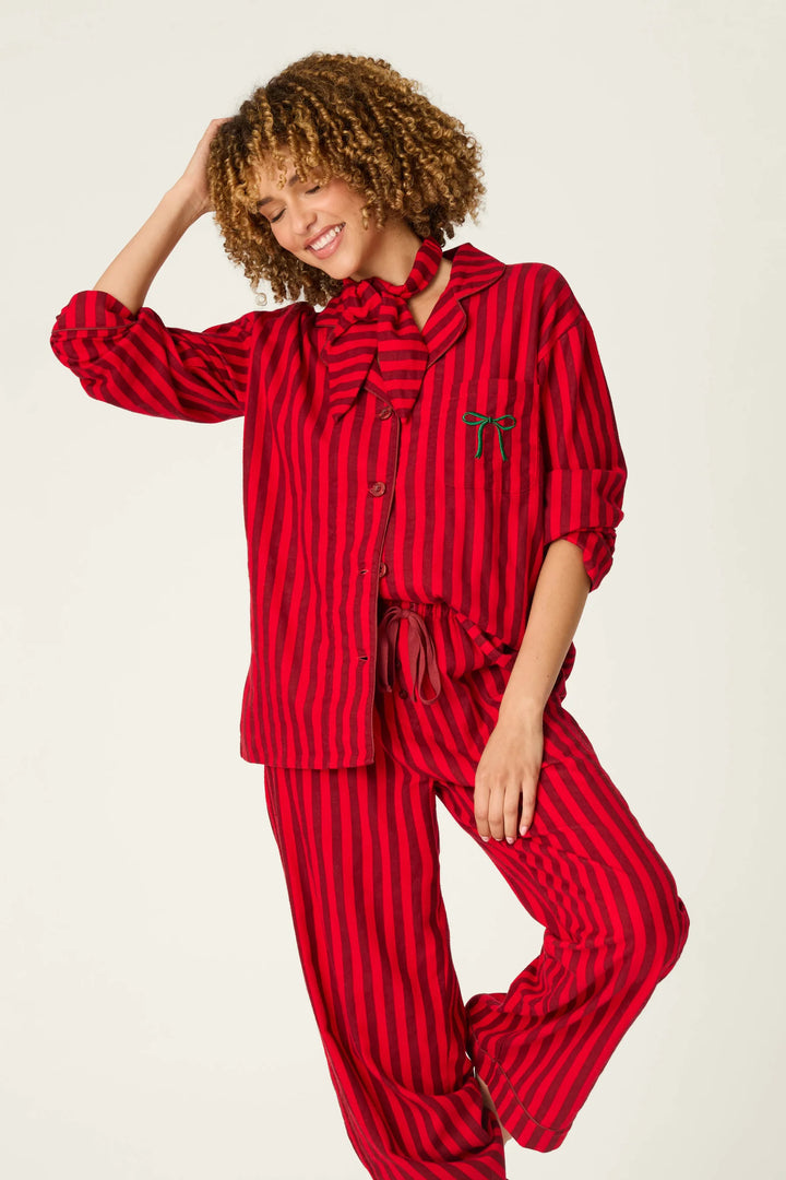 P.J. Salvage Lipstick Bow Icon 3-Piece Long Sleeve Flannel PJ Set