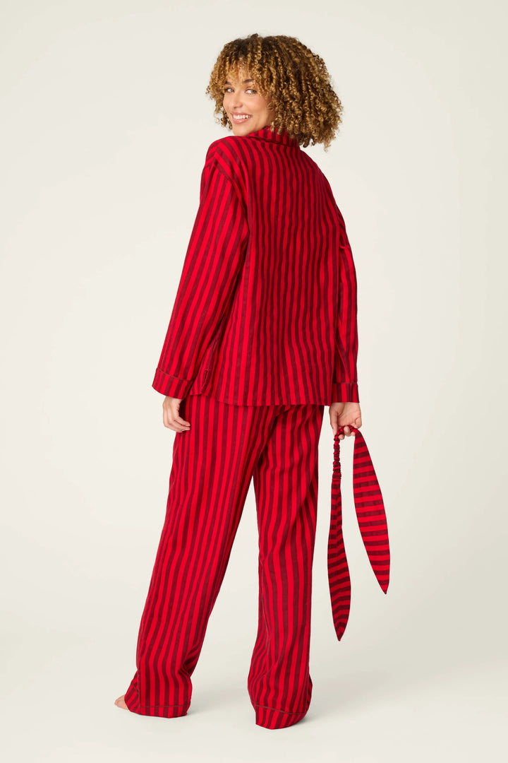 P.J. Salvage Lipstick Bow Icon 3-Piece Long Sleeve Flannel PJ Set
