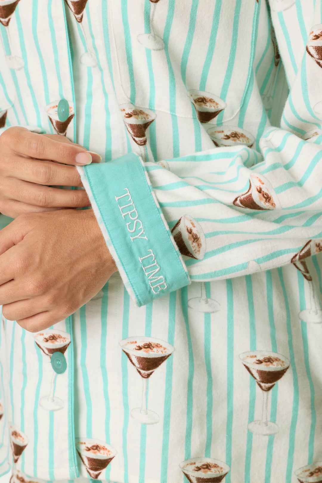 P.J. Salvage Espresso Martini Print 3-Piece Long Sleeve Flannel PJ Set