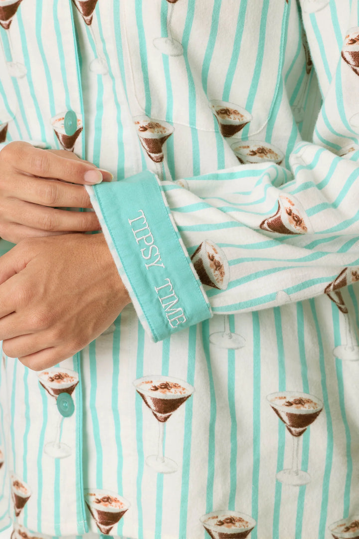 P.J. Salvage Espresso Martini Print 3-Piece Long Sleeve Flannel PJ Set