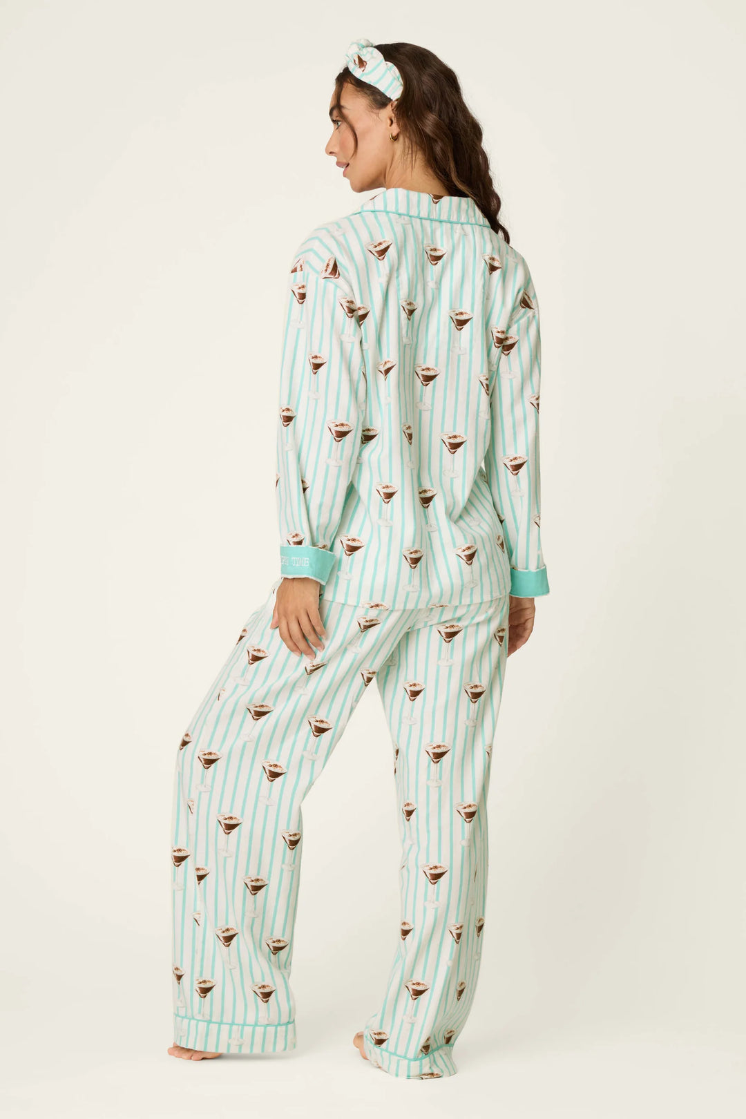 P.J. Salvage Espresso Martini Print 3-Piece Long Sleeve Flannel PJ Set