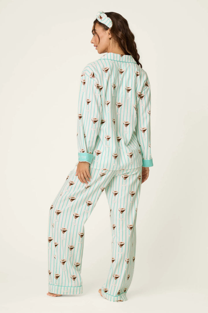 P.J. Salvage Espresso Martini Print 3-Piece Long Sleeve Flannel PJ Set