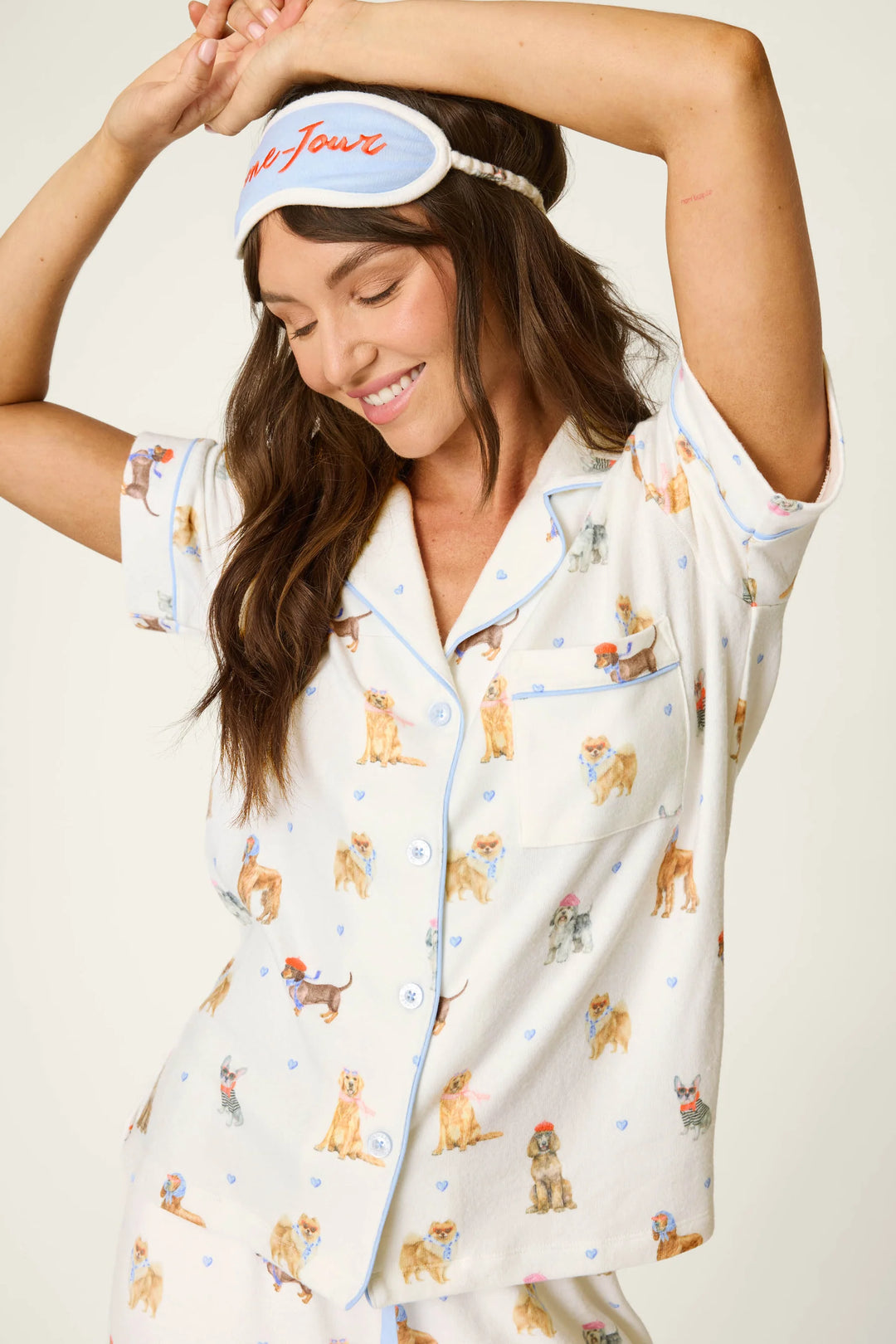 P.J. Salvage Meet Me in Pawris Dog Print 3-Piece PJ Set