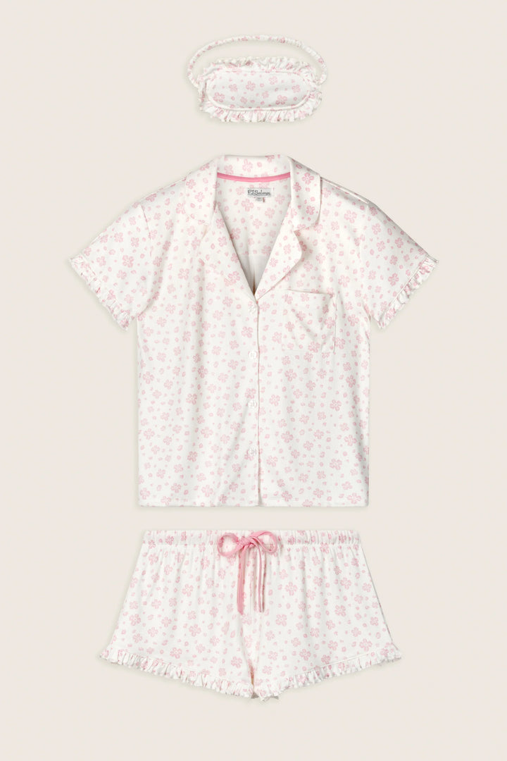 P.J. Salvage Pretty Petals Sweet Pink Floral Print 3-Piece PJ Set