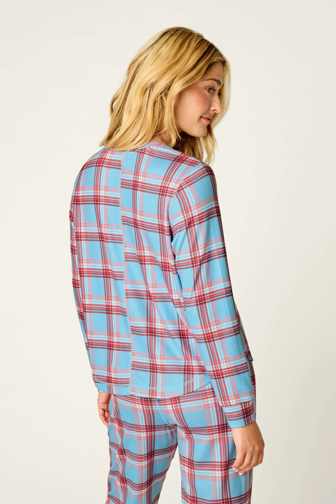 P.J. Salvage Plaid About You Blue & Red Plaid Print Long Sleeve Top