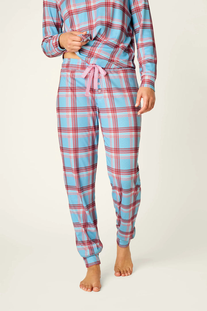 P.J. Salvage Plaid About You Blue & Red Plaid Print Jogger Pajama Pants