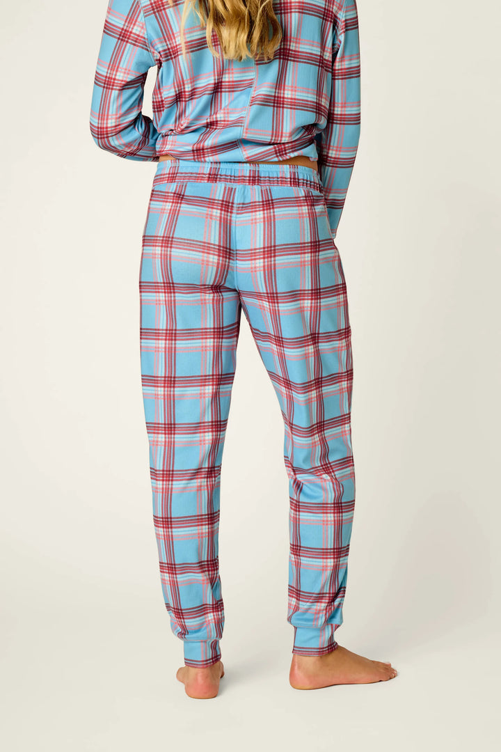 P.J. Salvage Plaid About You Blue & Red Plaid Print Jogger Pajama Pants