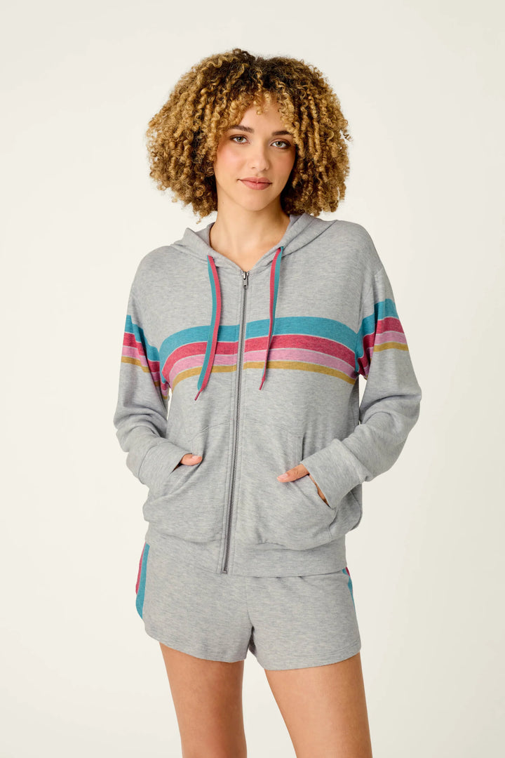 P.J. Salvage Takin’ It Easy Club Striped Zip-Up Hoodie