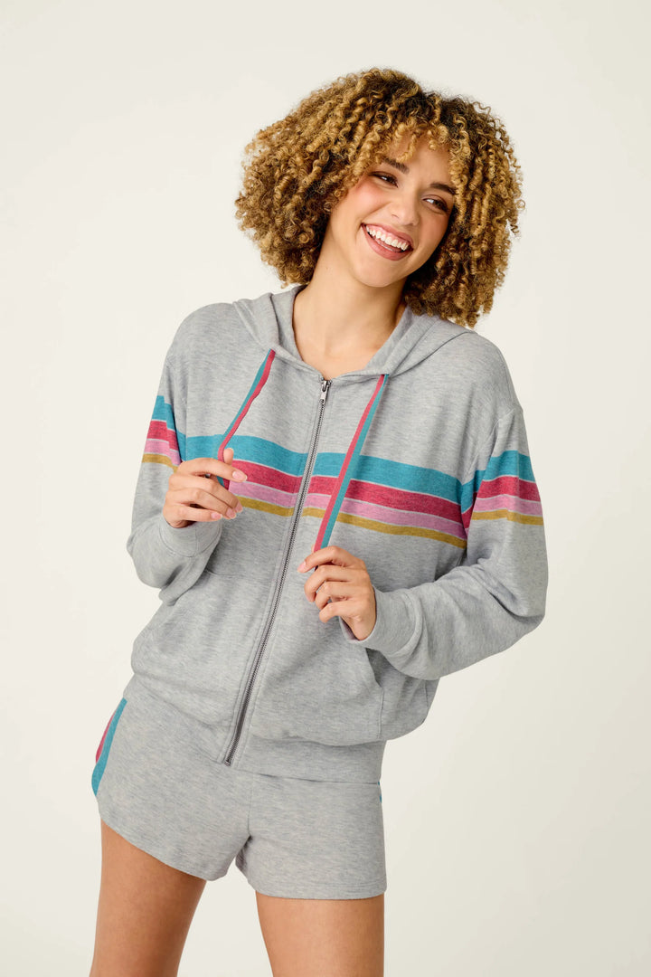 P.J. Salvage Takin’ It Easy Club Striped Zip-Up Hoodie