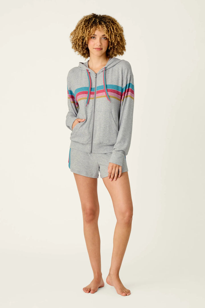 P.J. Salvage Takin’ It Easy Club Striped Zip-Up Hoodie