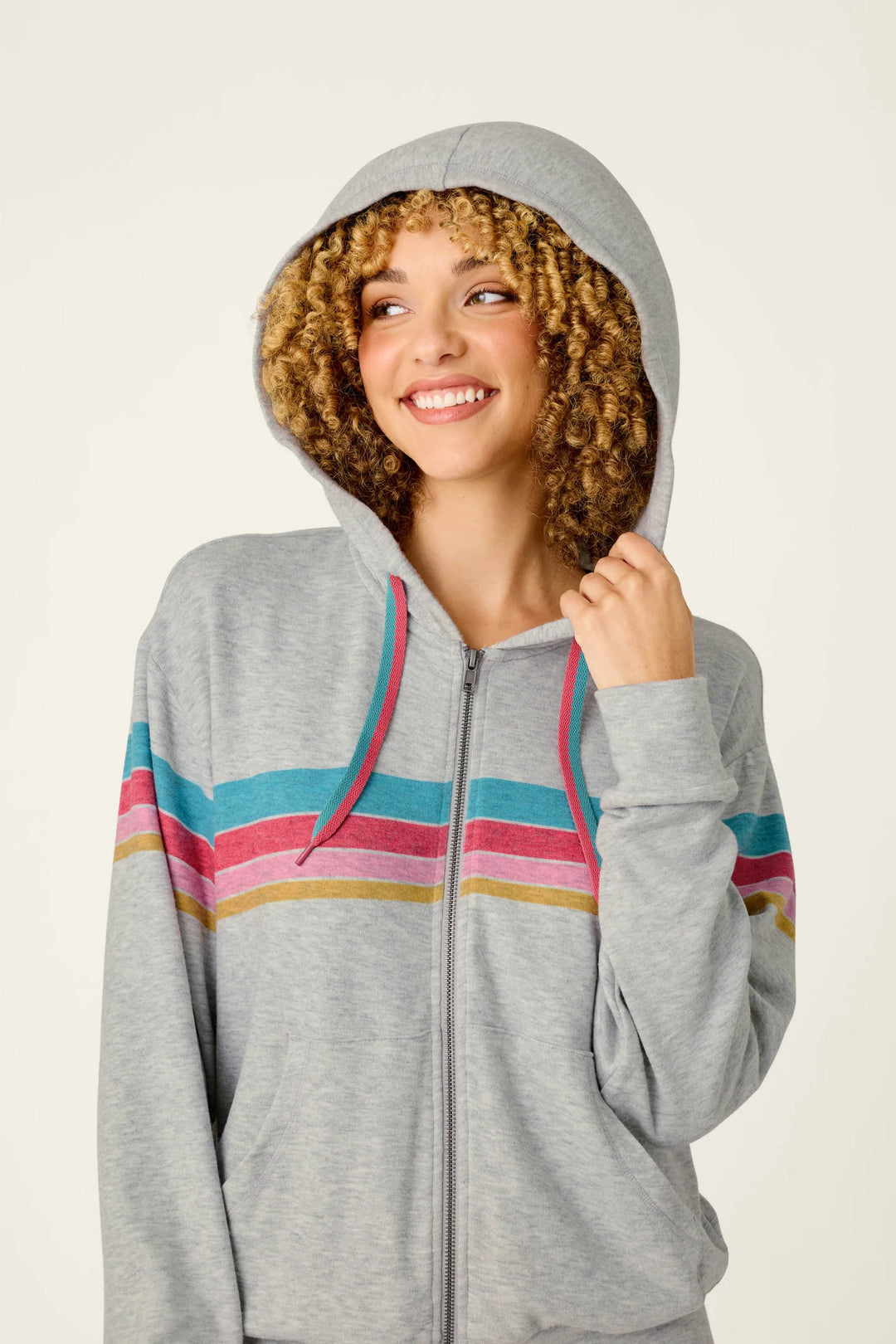 P.J. Salvage Takin’ It Easy Club Striped Zip-Up Hoodie