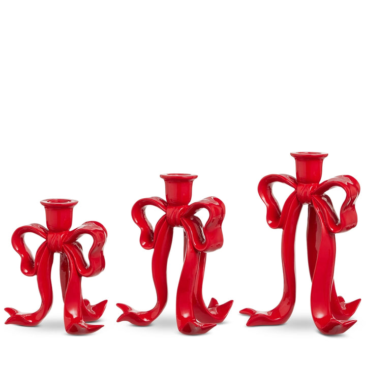Red Bow Candlesticks