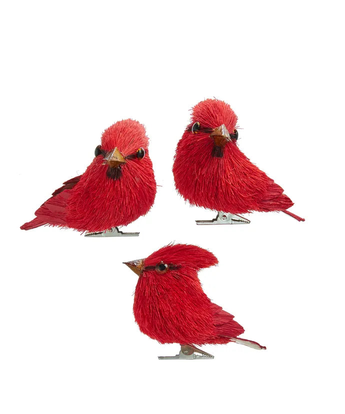 Kurt Adler Red Sisal Bird with Clip Ornament