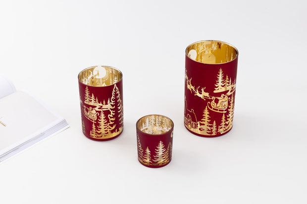 Red & Gold Cylinder Candleholder
