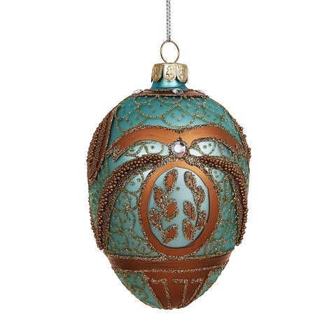 Royal Crest Egg Ornament - Antique Gold