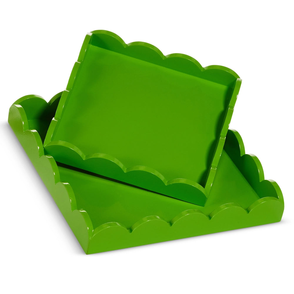Green Scalloped Tray