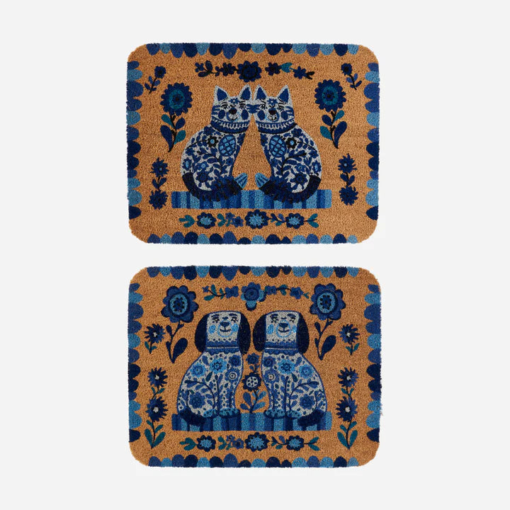 Blue and White Animal Door Mat