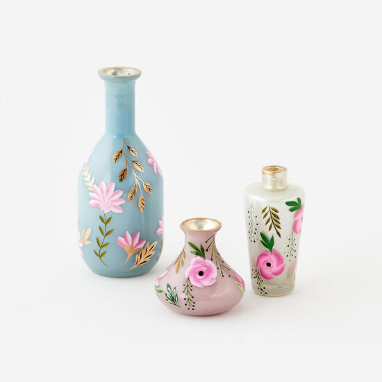 Hand-painted Floral Bottle Vases - Assorted