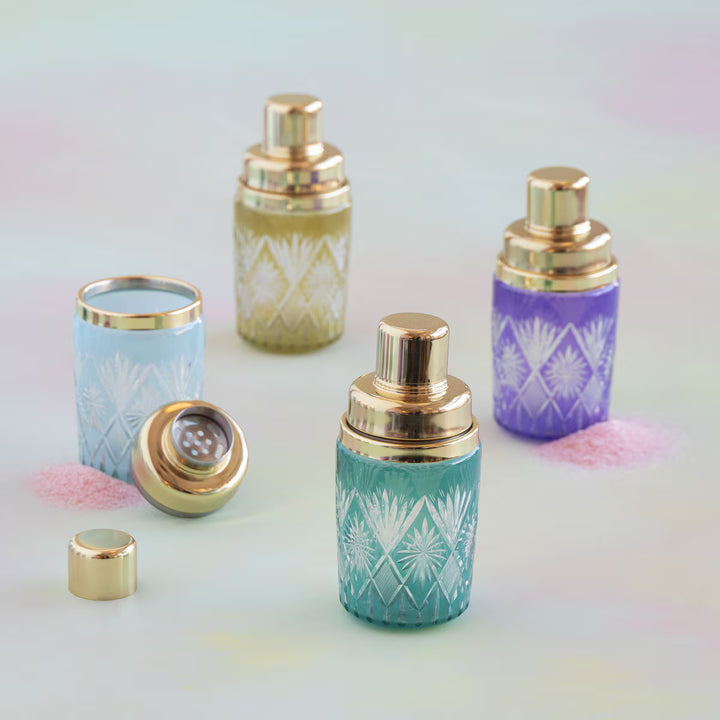 Glitterville Fetched Etched Cut Glass Cocktail Shaker