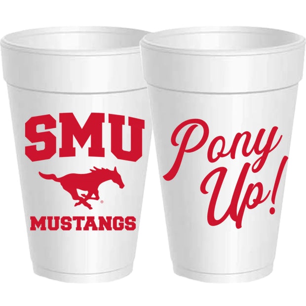 SMU Pony Up Styrofoam Cups - Red