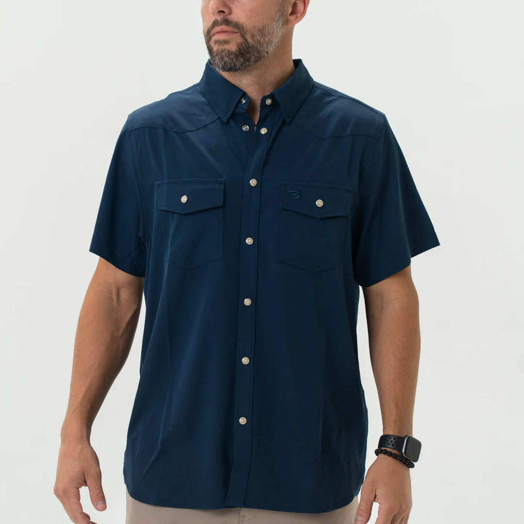 Burlebo Navy Performance Western Shirt
