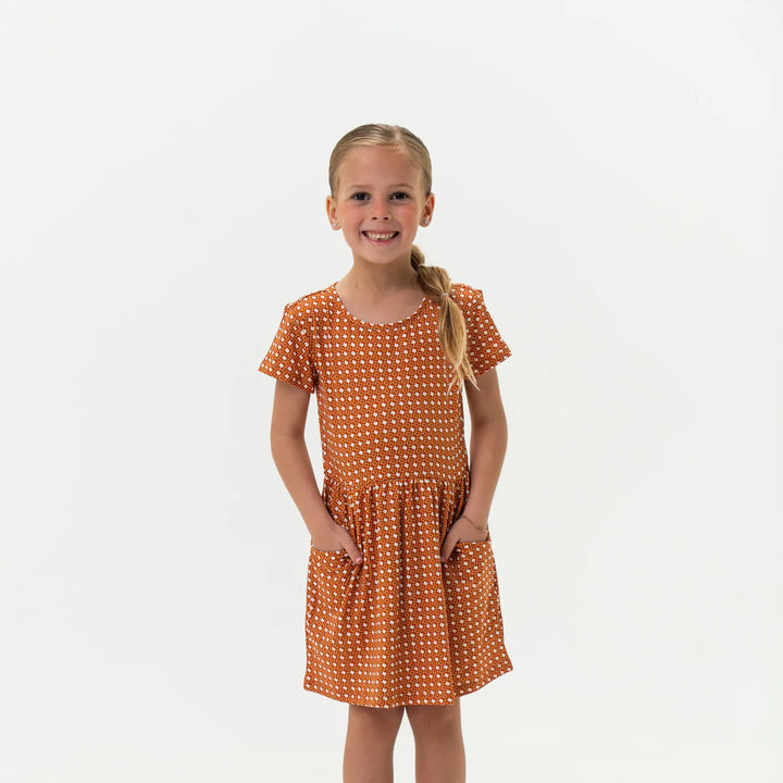 Burlebo Kid's Texas Orange and White Moxie Dress