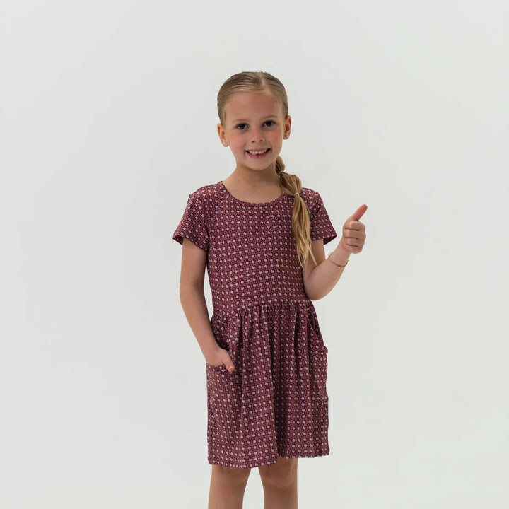 Burlebo Kid's Texas Maroon and Grey Moxie Dress