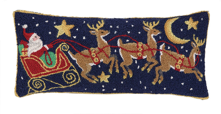 Peking Handicrafts Santa Three Reindeer Hook Pillow