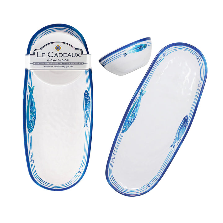 Le Cadeaux Melamine Oval Tray and Bowl Set