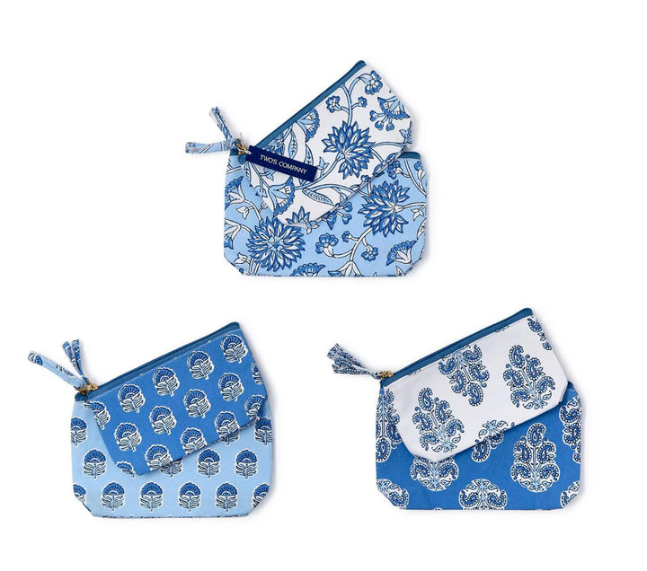 Blue Block Print Multipurpose Pouch