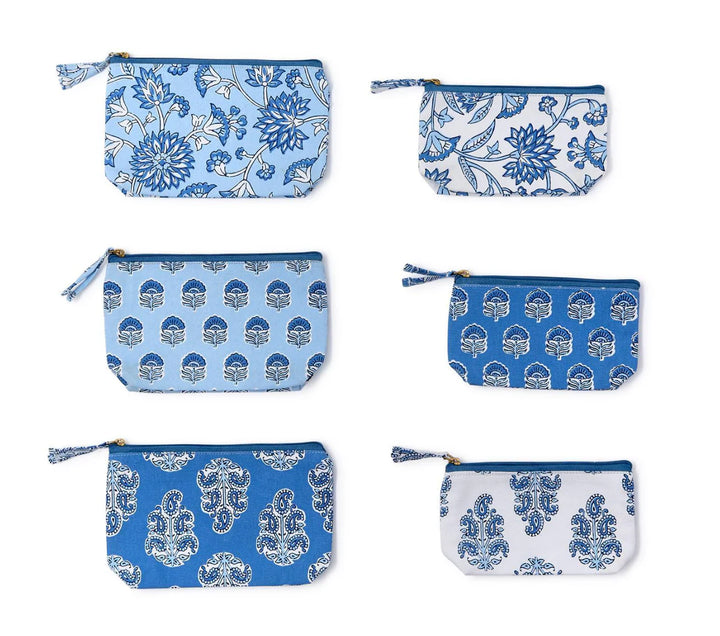 Blue Block Print Multipurpose Pouch
