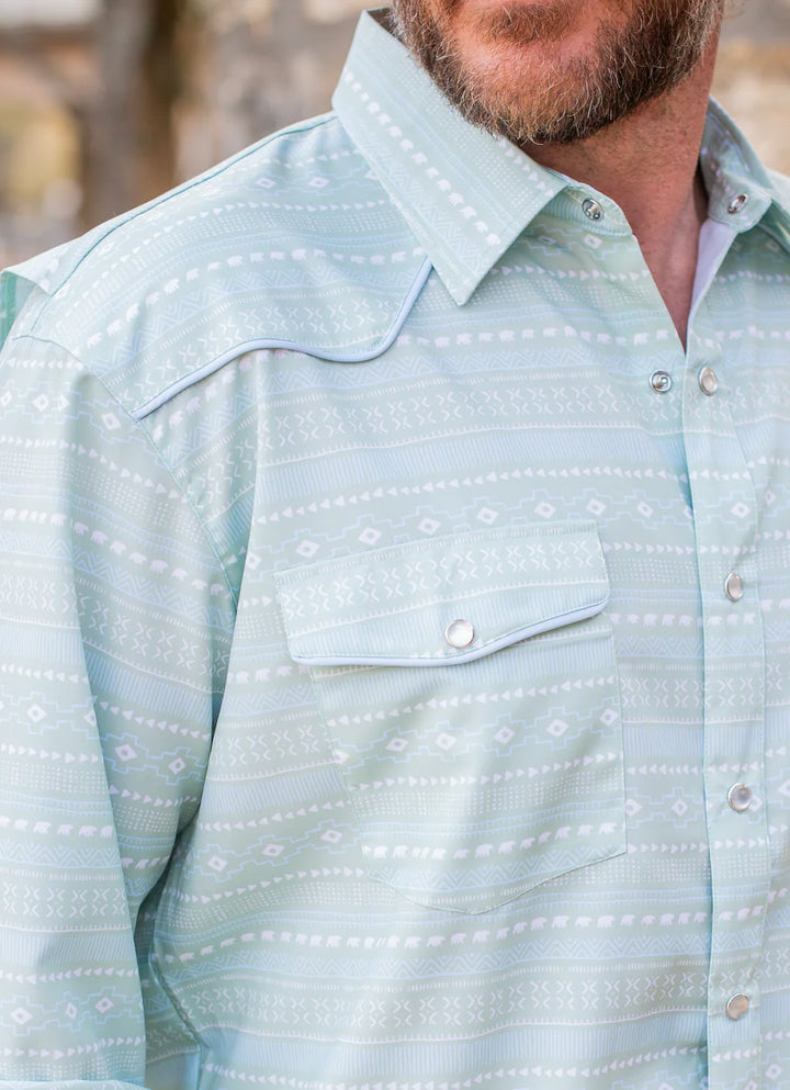 Blue Quail Men's Long Sleeve Shirt Aztec Stripe