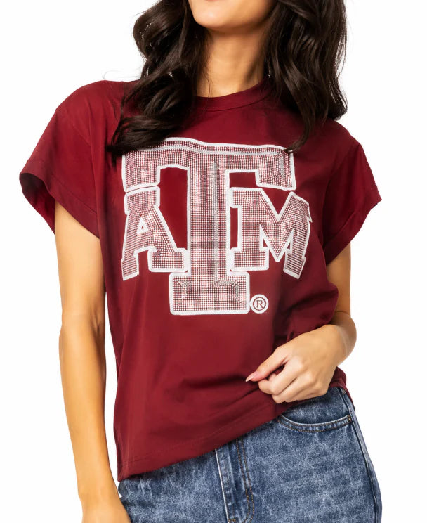Queen of Sparkles Licensed Texas A&M Gingham Mascot Tee