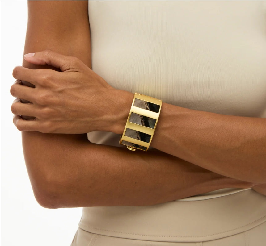 Brackish Nia Striped Hinge Cuff