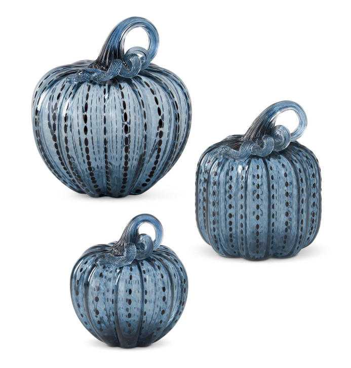 Speckled Blue Glass Pumpkin