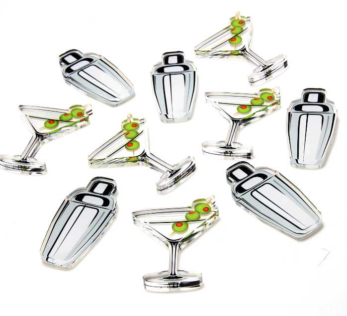 Tara Wilson Tic Tac Toe Martini Glass & Shaker