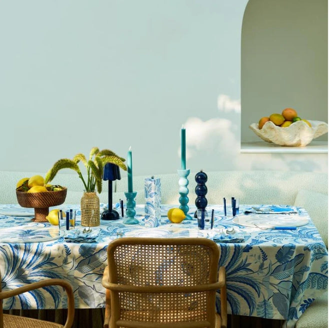 Addison Ross Palm Beach Blue Linen Tablecloth