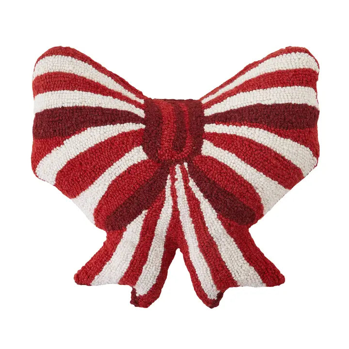 Peking Handicrafts Shaped Red & White Bow Hook Pillow
