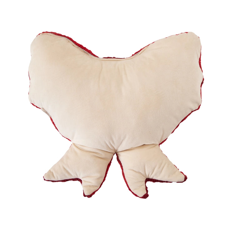 Peking Handicrafts Shaped Red & White Bow Hook Pillow