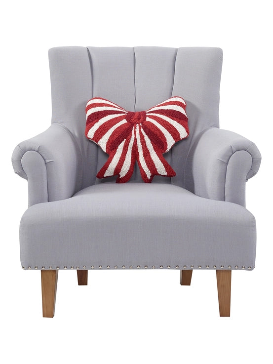 Peking Handicrafts Shaped Red & White Bow Hook Pillow