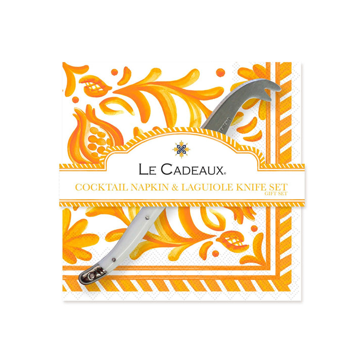 Le Cadeaux Sicily Cocktail Napkin and Cheese Knife Gift Set